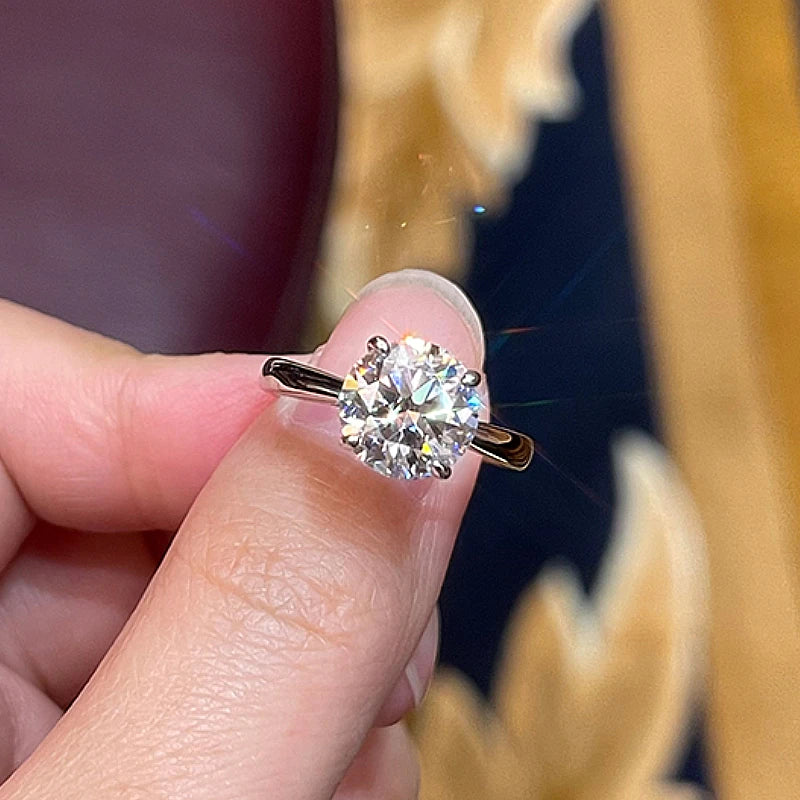 2 Carat All Moissanite Ring Bridal Sets Silver 925 Solitaire Engagement Wedding Rings & Stackable Eternity Bands for Women