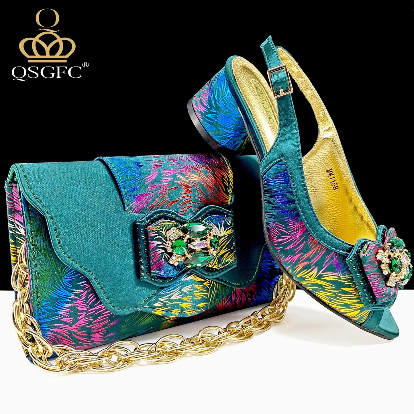 Nigerian Style Women Heels Shoes And Elegant Bag Set Color Matching Handbag Wedding Party Women Shoes