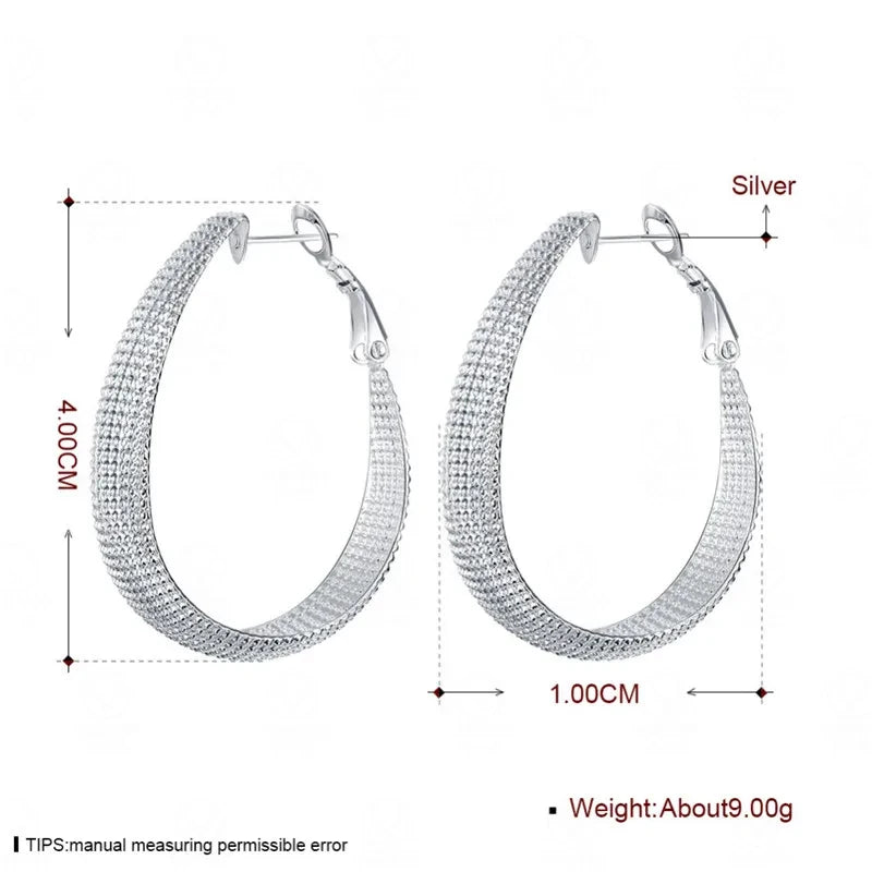925 Sterling Silver Hoop Earrings For Women Wedding Gift Fine Europe Jewelry Christmas Gift Engagement Party