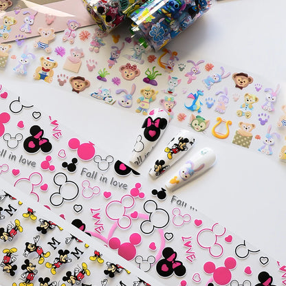 50x4cm(10Rolls) Mickey-Mouse Nail Transfer Foil Paper Sticker Cartoon Mickey&Minne Nail Art Foils DIY Kawaii Micker Nail Decal