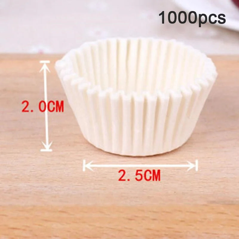 1000Pcs Mini Size Chocalate Paper Liners Baking Muffin Cake  Cups  Forms Cupcake Cases Solid Color Party Tray  Mold