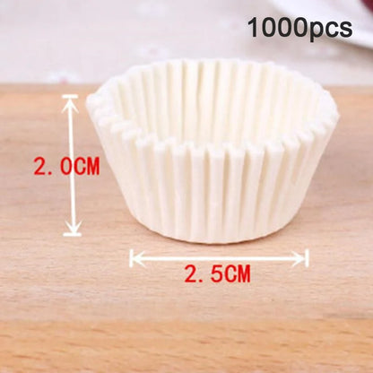 1000Pcs Mini Size Chocalate Paper Liners Baking Muffin Cake  Cups  Forms Cupcake Cases Solid Color Party Tray  Mold
