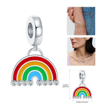 2025 Hot 925 Sterling Silver Rainbow Pride Month Charm Pendant heart bead unlimited Fit Original Bracelet For Women Jewelry Gift