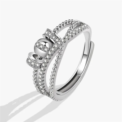 Fashion Beads Anxiety Fidget Spinner Rings Korea Crystal Butterfly Flower Star Moon Ring Anti Stress Jewelry Gift