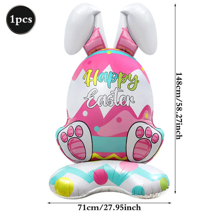 3D Standing Easter Foil Balloon Giant Rabbit Carrot Chick Egg Balloons Easter Party Decoration Kids Gift Air Filled Garden Decor