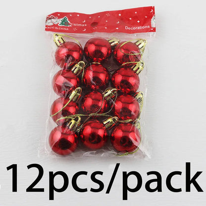(12Pcs/pack)3cm Christmas Decoration Electroplated Ball Christmas Tree Hanging Decorations Home Holiday Party New Year Gift Toys