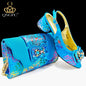 Nigerian Style Women Heels Shoes And Elegant Bag Set Color Matching Handbag Wedding Party Women Shoes