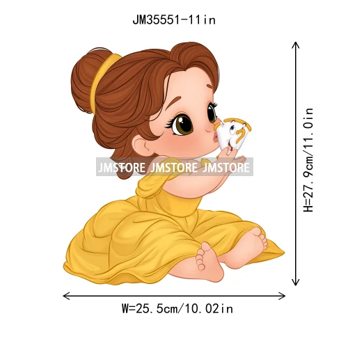 Love Cute Cartoon Little Baby Princess Girls Character Iron on DTF Transfers Washable Stickers Ready to Press for Clothes Bags