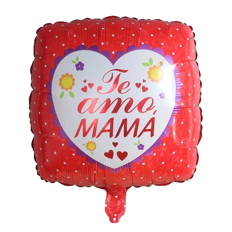 10pcs 18inch spanish mother foil balloon i loveyou have mom balloon heart gift mother's day adult birthday decoration