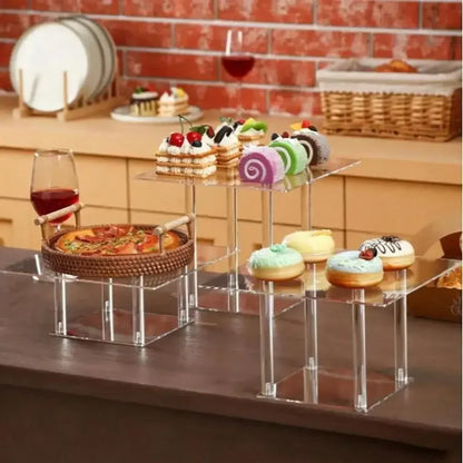 3/1Pcs Acrylic Clear Cupcake Stand Dessert Display Riser Donut Cupcake Stand Holder Display Risers for Figures Dessert Shelves