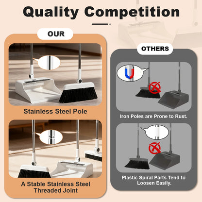 3in 1 Broom and Dustpan Set Floor Brush Long-handled Broom And Dustpan For Home Office School Dorm