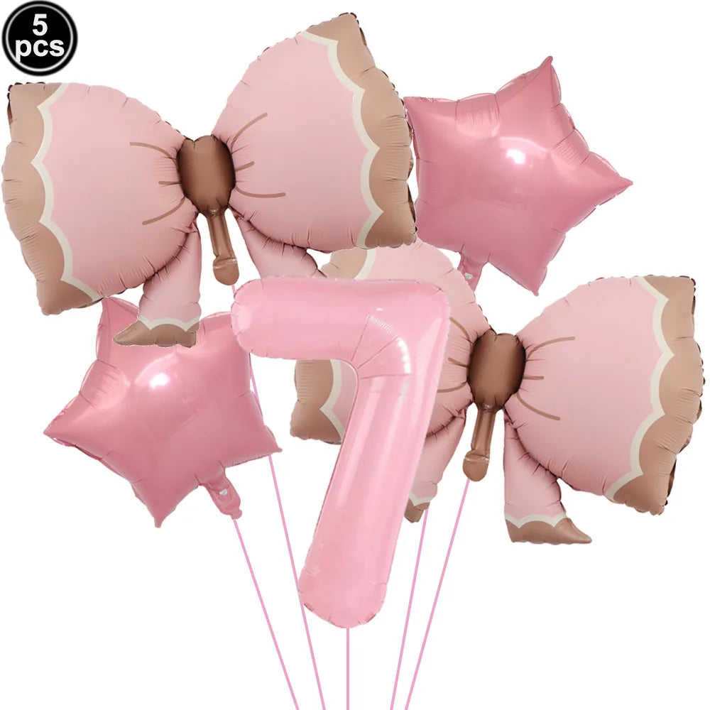 Pink Bow Birthday Theme Party Set Disposable