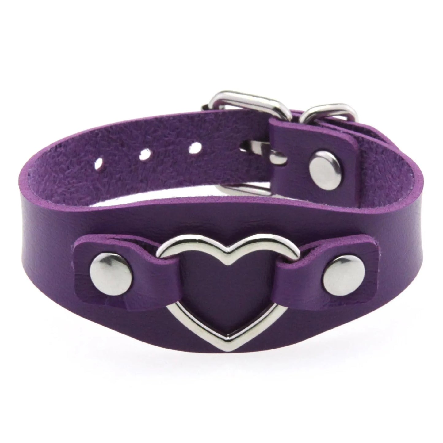 Punk Gothic Style PU Leather Faux Jewelry Heart Bracelet ,Male Female Lover Bangle Holiday Party Costume ﻿