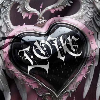 3pcs Set Valentine'S Day Gothic Heart Couple Wings Print Duvet Cover Set, King And Queen Style Bedding Set, Birthday Gift