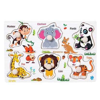Baby Wooden Puzzles Montessori Toys 1 2 Years Toddler Toys Hand Grab Board Alphabet Number Cognition Learning Educational Toys