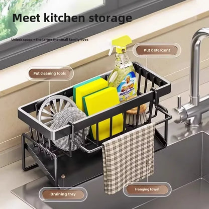 New kitchen accessories storage waterproof dish drain rack plate tray dish drying rack drain small debris sponge drain rack