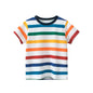 OLEKID 2025 Summer Stripe Children Boys T-shirts Printed Letter 2-8 Years Kids Little Boy Tops Short Sleeve Toddler Tees Clothes