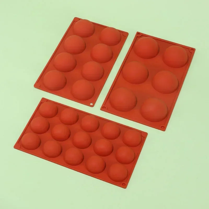 6/8/15/24 Holes Half Ball Sphere Round Silicone Mold 3D Brownie Pudding Mousse Chocolate Dessert DIY Baking Cake Decoration Tool