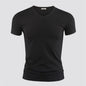 Men's Pure Color V Collar Short Sleeved T-Shirt