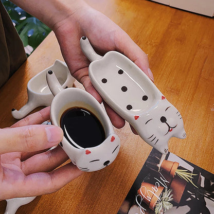 Cartoon Cat / Rabbit Sauce Dishes Ceramic Pot Sauce Dipping Dishes Kitchen Knife And Fork Holder Table Decoration