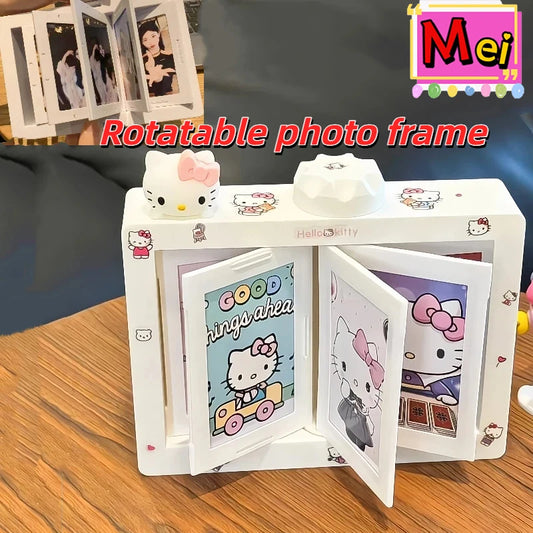 New Cute Kitty Anime Peripheral Album Three Inch Rotating Photo Frame  Frame Celebrity Small Card Storage Commemorative Gifts