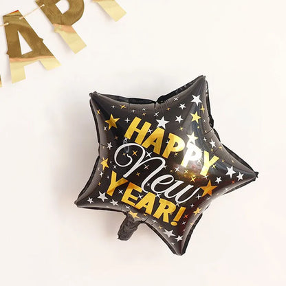 2026 New Year Foil Ballons Happy New Year Letter Banner Garland Party Decorations New Year Wine Bottle Star Round Photo Props