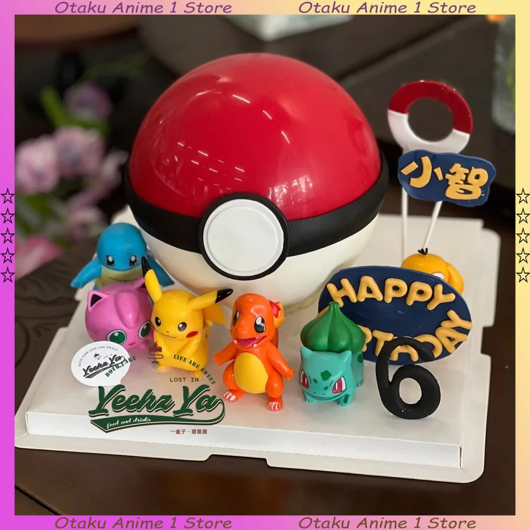 13‑Piece Pikachu Cake Topper Set – Cute Vinyl Anime Figures for Birthday Cake Decoration