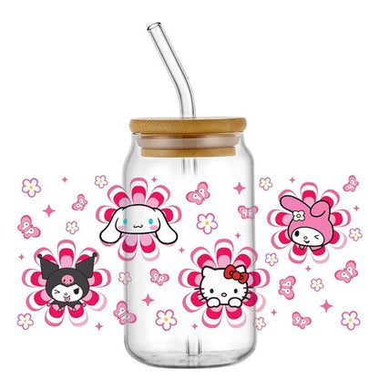 Miniso New Hello Kitty Theme 16oz Libbey Glass 3D Wrapping for cup, mugs, ect.