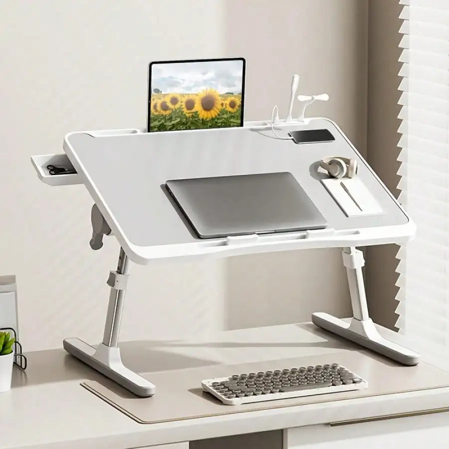 Adjustable Height And Angle Folding Desk, Home Office Computer Desk, Portable Laptop Desk Foldable Laptop Bed Tray Desk