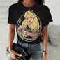 Disney Princess Cartoon Printed Women T-shirt  Short Sleeve Casual Round Neck