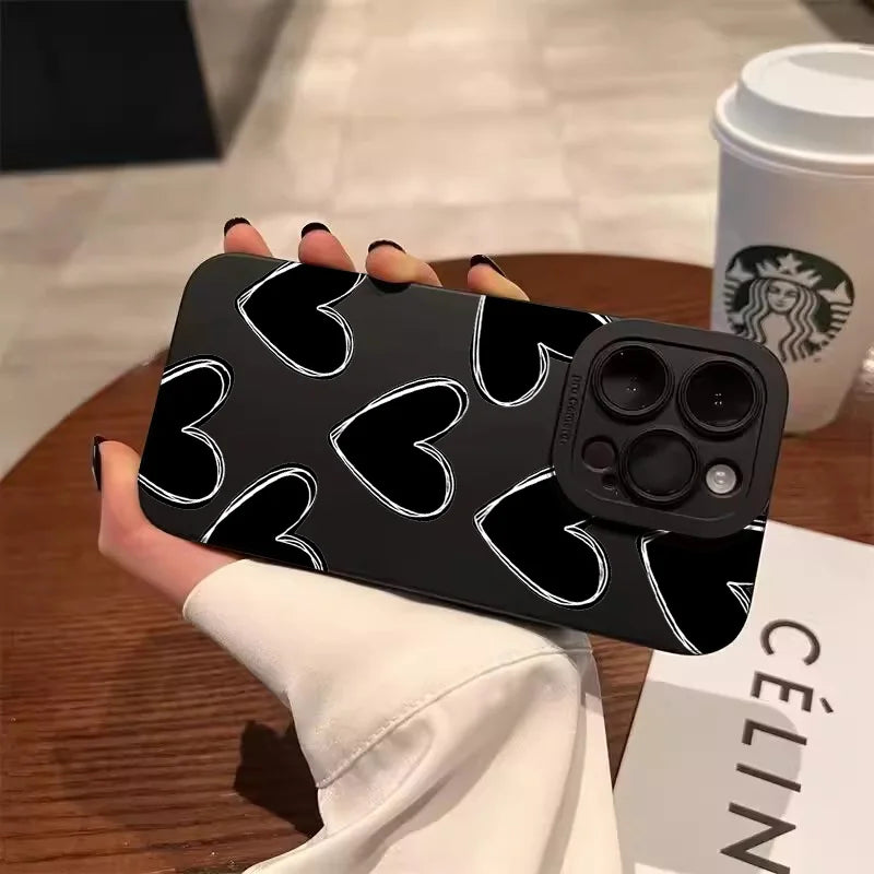 Love Heart Soft Silicone Phone Case For iPhone 16 15 14 Pro Max Plus 11 12 13 Pro Plus X XS XR Shockproof Cover