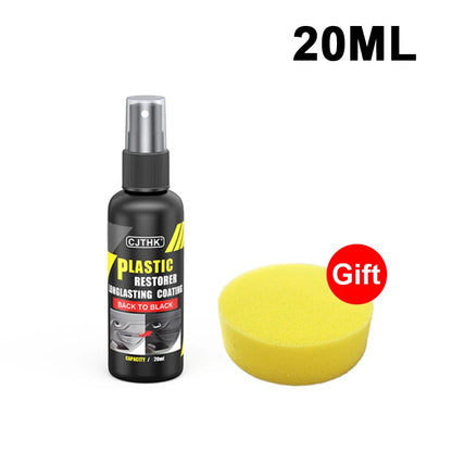 Car Plastic Restorer Coating Agent for Auto Plastic and Rubber Exterior Repair, Cleaning, Refreshing, and Restoration. Black Shine, Seal, and Brighten.