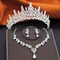 Elegant Party Birthday Bridal Wedding Crown Tiaras and Necklace Earrings 3 pcs Sets