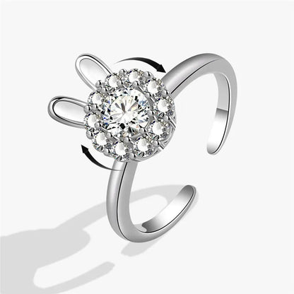 Fashion Beads Anxiety Fidget Spinner Rings Korea Crystal Butterfly Flower Star Moon Ring Anti Stress Jewelry Gift