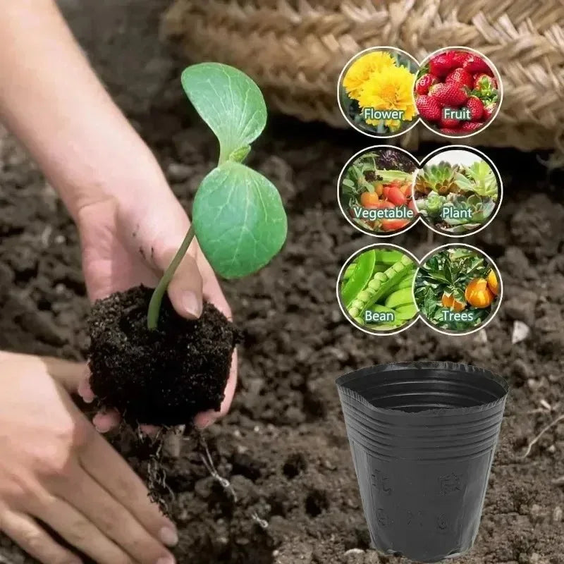 S/M/L/XL Black Seedling Nursery Pots Seed Starting Grow Bag Flower Plant Breathable Container Garden Vegetable Box Cuttings Tool
