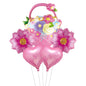 5pcs/set Mother's Day Decorations Flower Basket Foil Balloons Set Hear Balloon Mother's Day Gifts