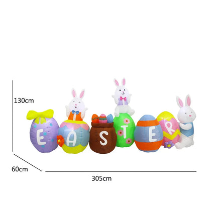 Easter Inflatable Outdoor Toys Easter Bunny Family Eggs Carrot with Build-in LEDs Blow Up Decorations for Party Yard Garden Lawn