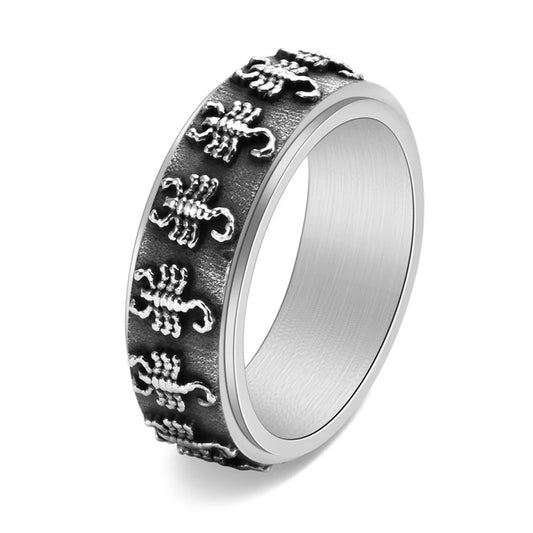 Rotating Scorpion Ring for Men Titanium Steel Gothic Stress Relief Jewelry Punk Finger Ring Unique Anxiety Fidget Toy Gift