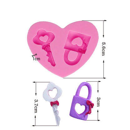 Lock Key Silicone Molds Fondant Chocolate clocks Mold Sugarcraft Clay DIY Baking Tool Cakes Cupcakes Decoration