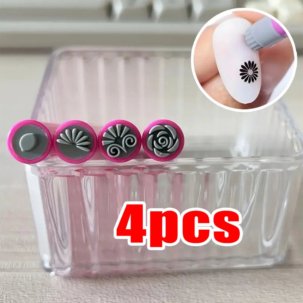 4/6/10Pcs Set Nail Art Stamp Pen DIY Floral Butterfly Nail Graffiti Nail Dotting Tools Polishing Painting Drawing Manicure Tools