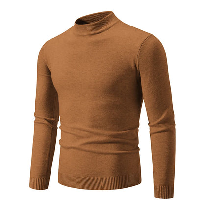 Men's Half Neck Basic Solid Sweaters Round Neck Elastic Pullovers