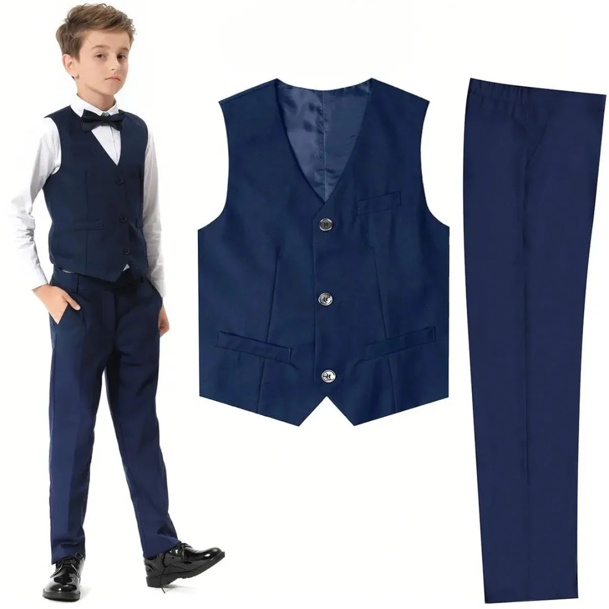 Boys 5PCS Suit Wedding Kids Vest Pants Clothes