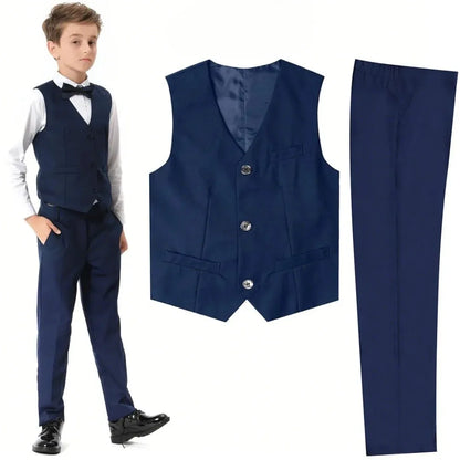 Boys 5PCS Suit Wedding Kids Vest Pants Clothes