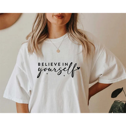 Fashion Women Heat DTF Black Letter Transfer Patch T Shirts Self Love Iron On Print Sticker Clothing Appliqued DIY