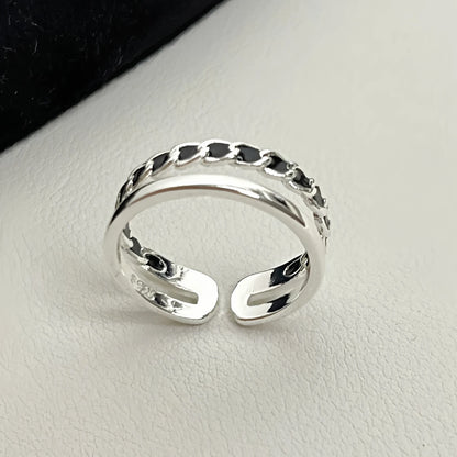 925 Sterling Silver Rings For Women Men Fine Jewelry Finger Adjustable Open Vintage Chain Ring