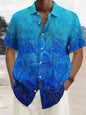 Men's 3D Print Colorful Feather Short Sleeve Turndown Hawaiian Button Up No Pockets Shirts