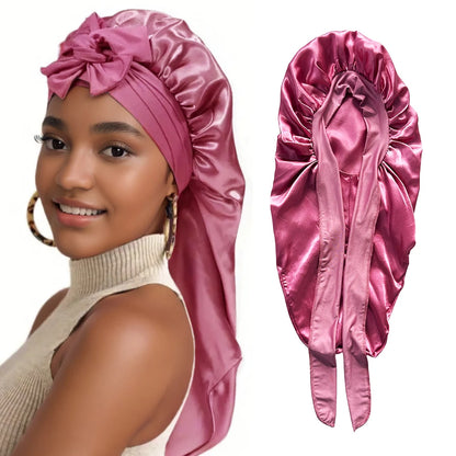 Long Bonnet Elastic Satin Hair Band Set For Sleeping