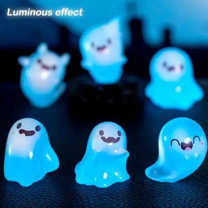 6Pcs Glowing Ghosts for Halloween Resin Decorations, Keychains, Doll Pendants
