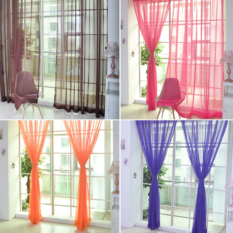 Transparent Solid‑Color Window Gauze Curtains – Light‑Luxury Sheer Panels for Weddings & Home Decor, Easy to Install