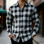 Men's classic red and black plaid long-sleeved shirt casual retro